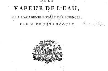 Portada de la Memoria sobre la fuerza expansiva del vapor presentada en la Academia Real de Ciencias (1783)